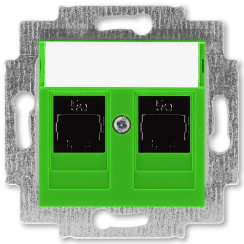 Розетка компьютерная без рамки ABB EPJ Levit 2-м. RJ45+RJ45 5e зеленый картинка